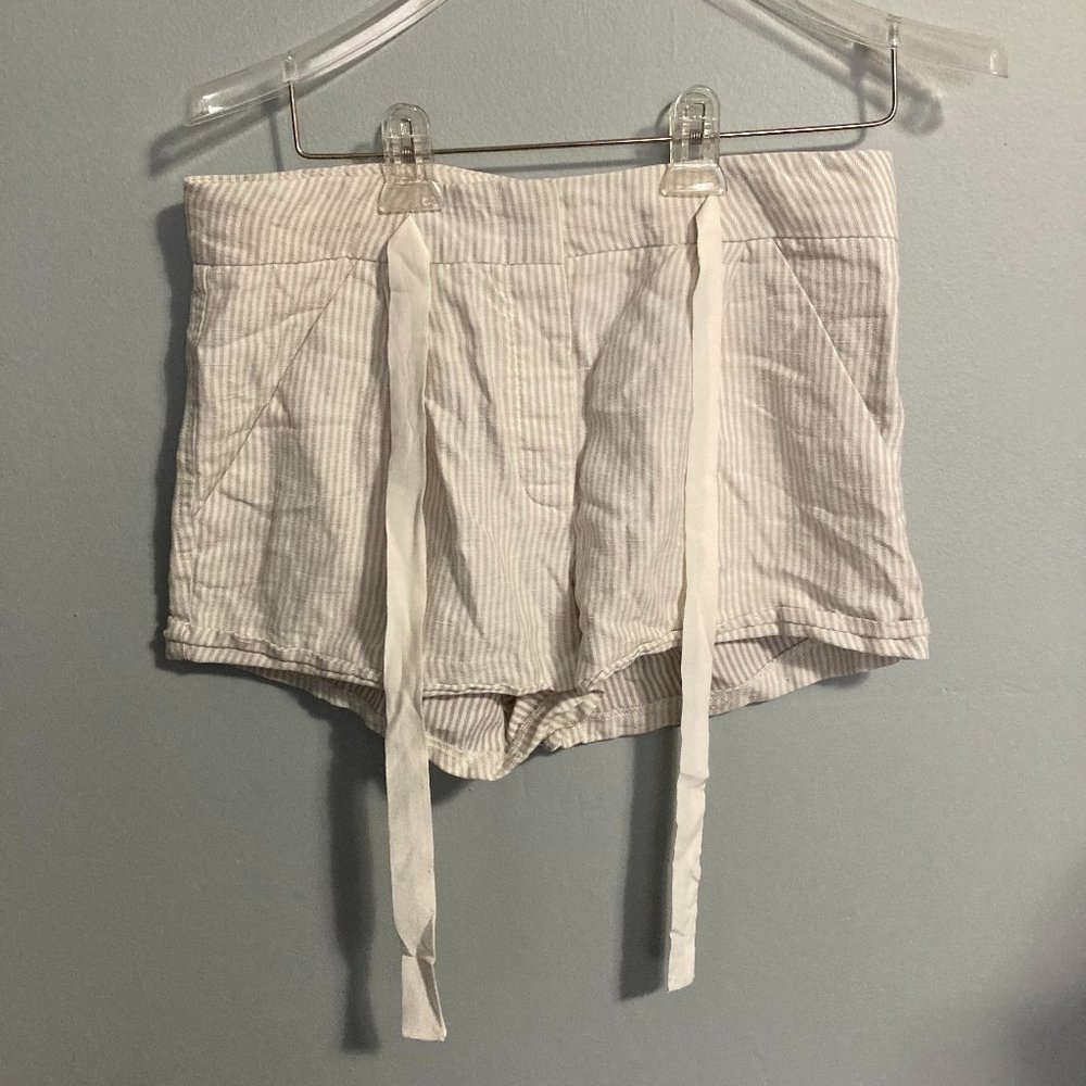 Wilfred Linen Blend Shorts Waist Tie Striped Size 4